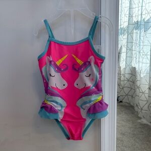 Wonder Nation Pink Unicorn Kids Swim One Piece